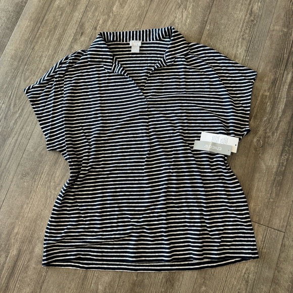 CHICO’S Linen striped Henley tee 🤍 - Picture 16 of 16